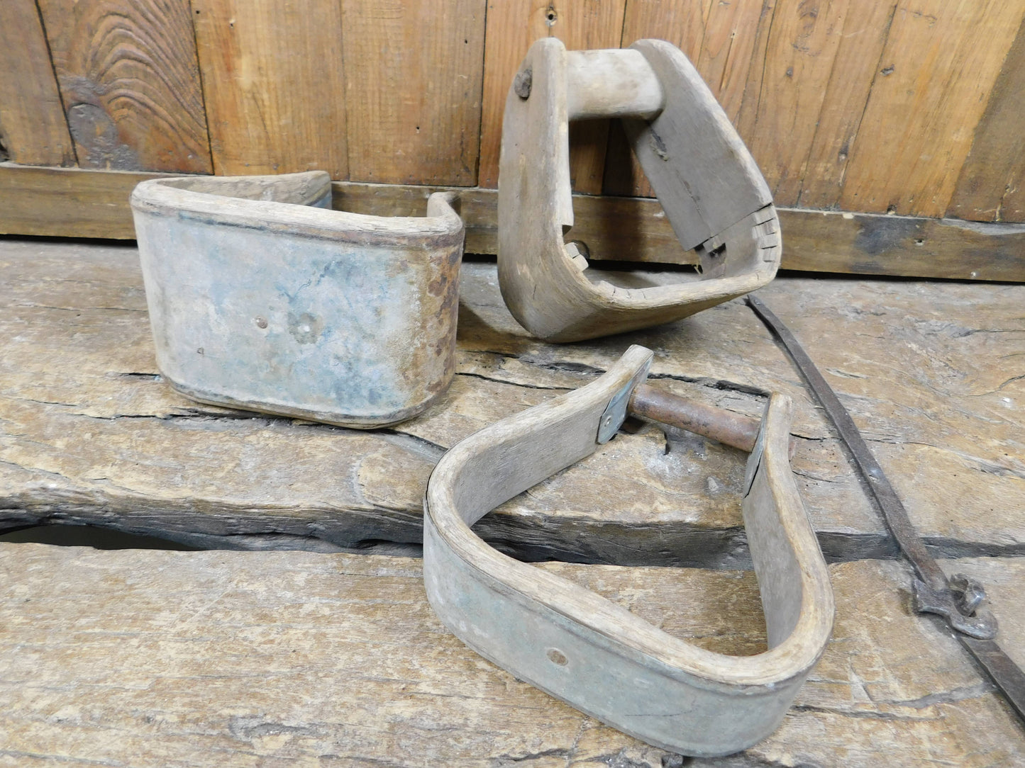 Antique Old Stirrups-#3-ER-Vaquero Saddle-Wood-Metal-Antique