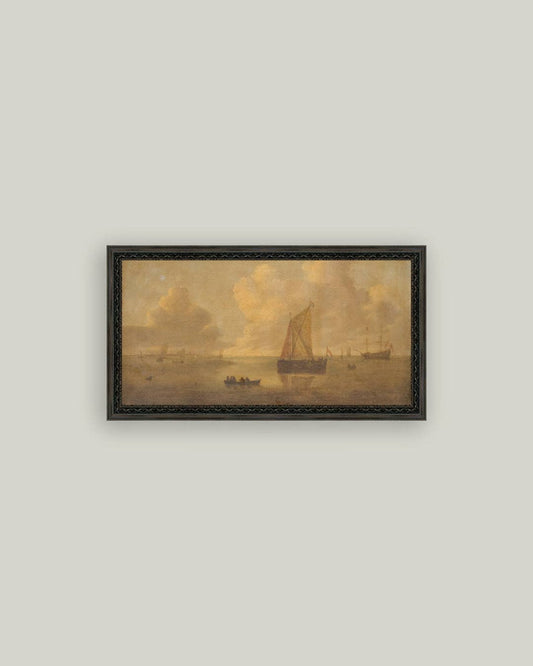 Seascape Town Framed Antique Art