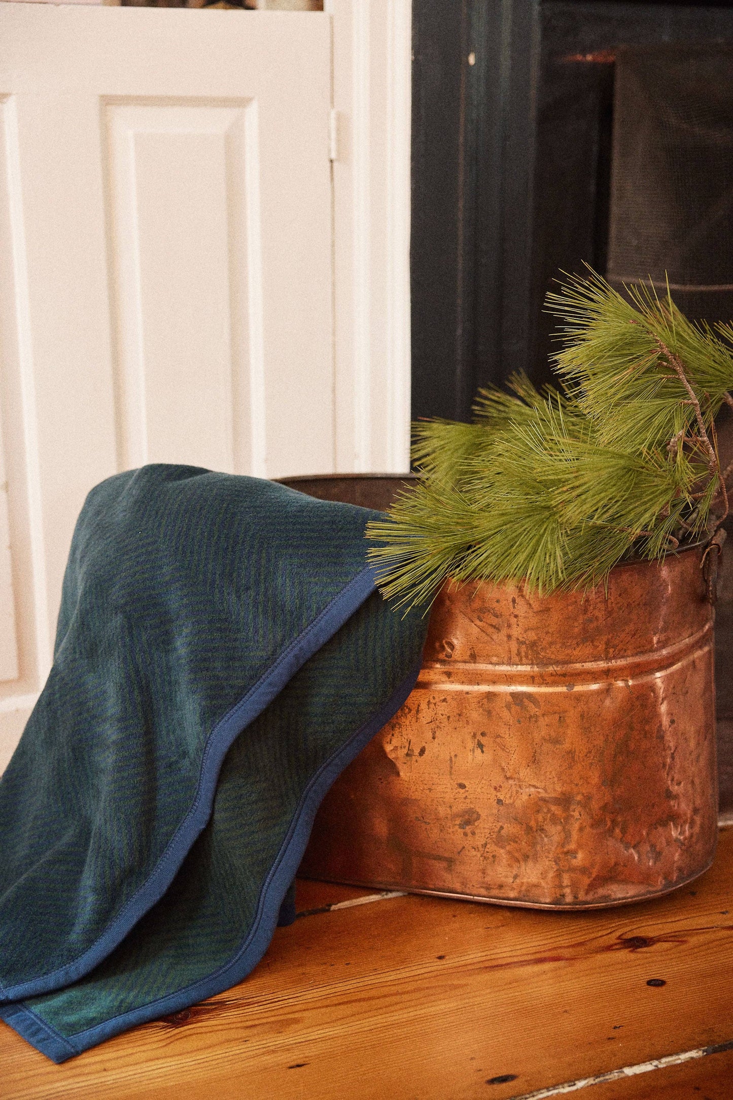 Harborview Herringbone Blue Spruce Blanket Chappy Wrap