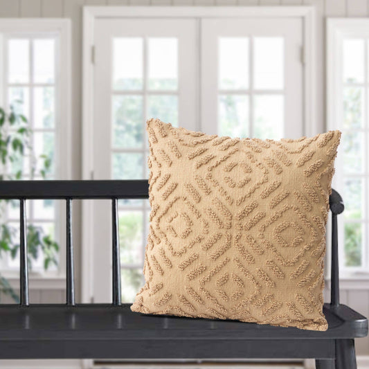 Beige Maze Tufted Pillow  – Textured, Decorative