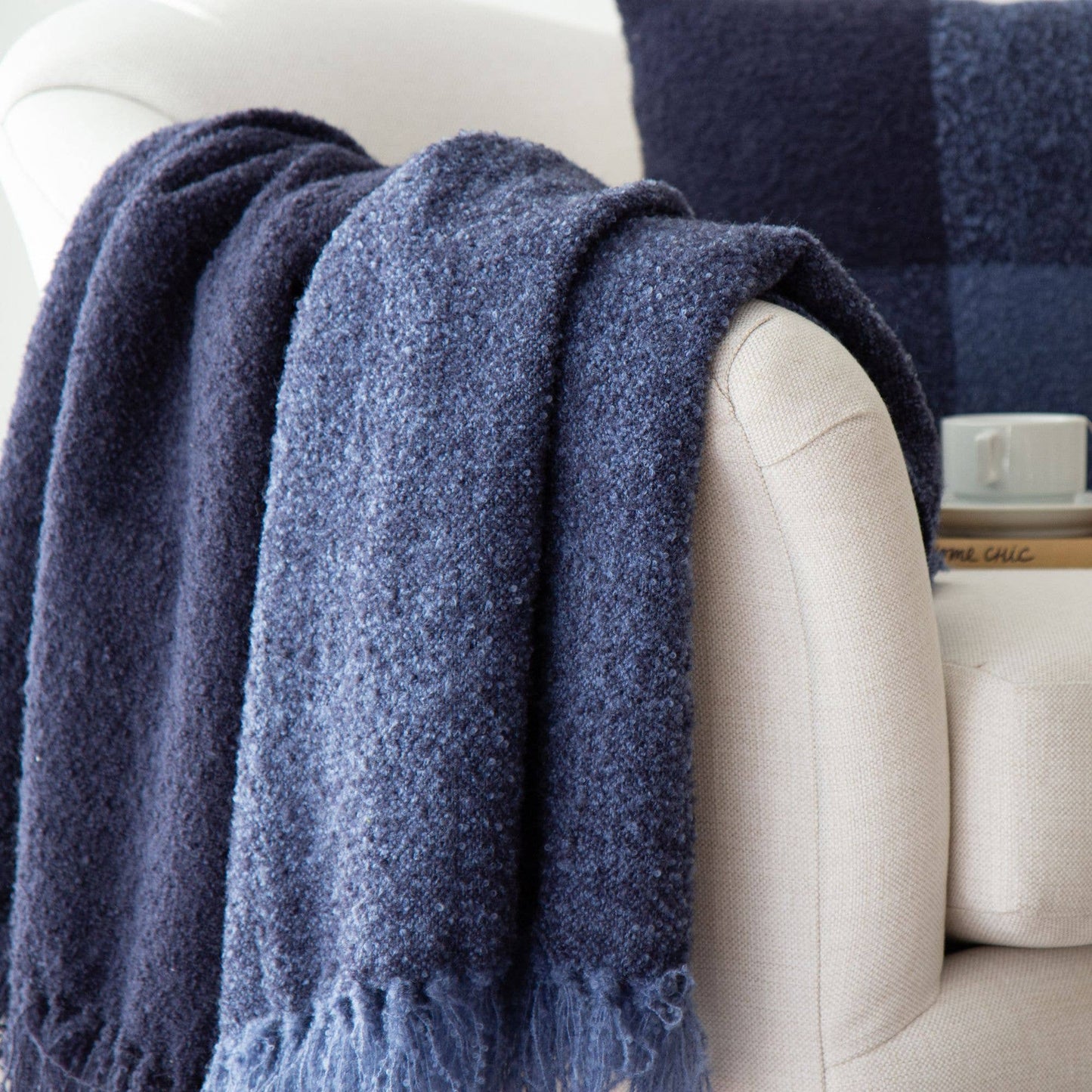 Hudson Valley Boucle Throw in Navy