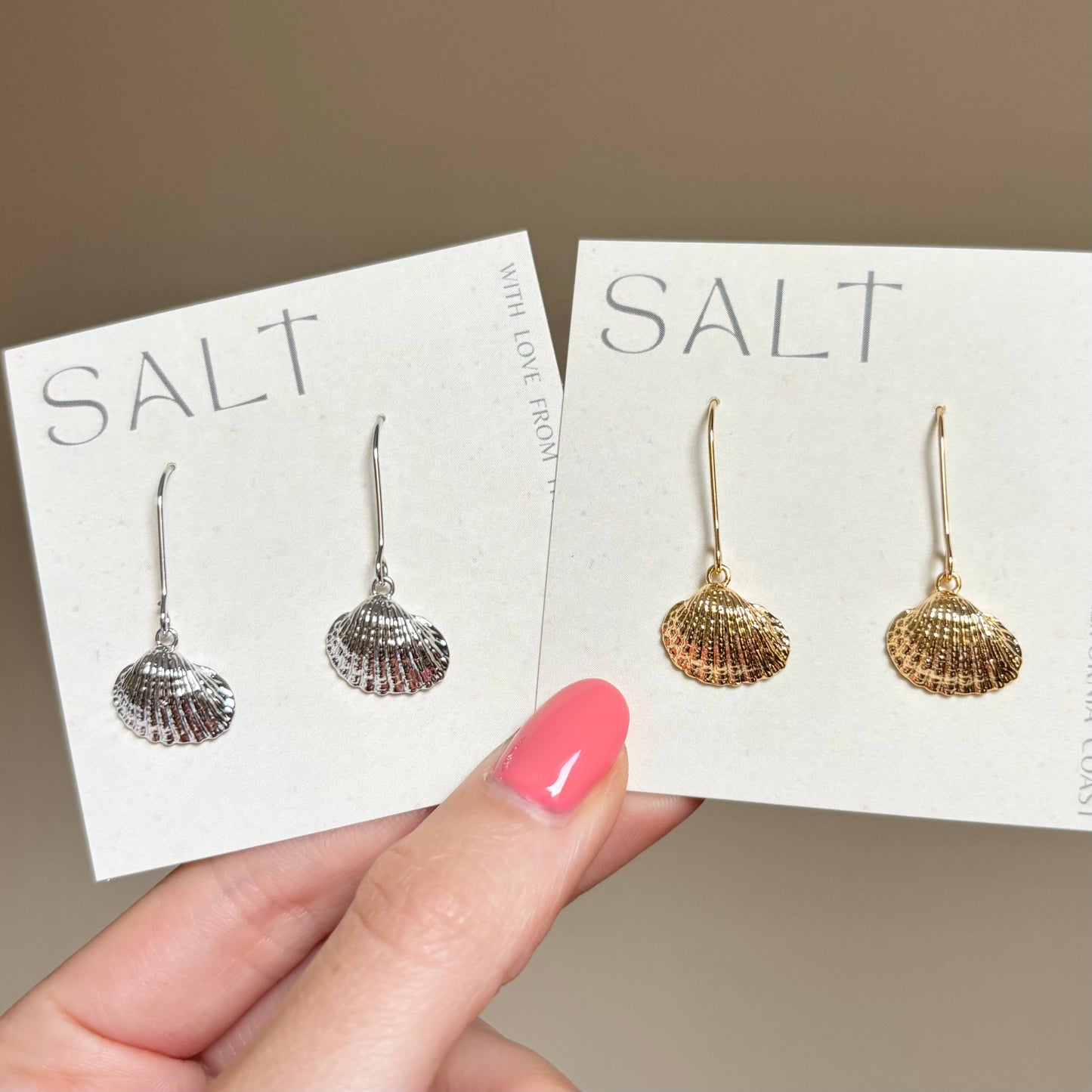 SCALLOP SHELL DROP EARRINGS | long hook | coastal style