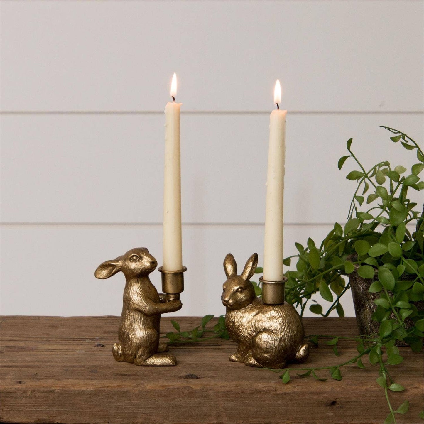 GOLD TAPER CANDLE BUNNY