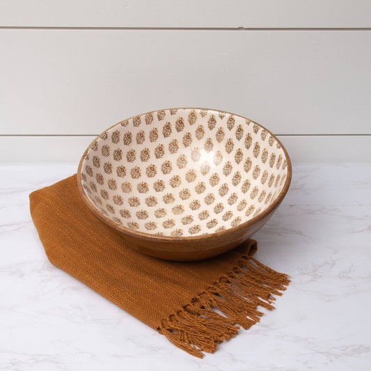 Block Print Silhouette Mango Wood Bowl (PC)