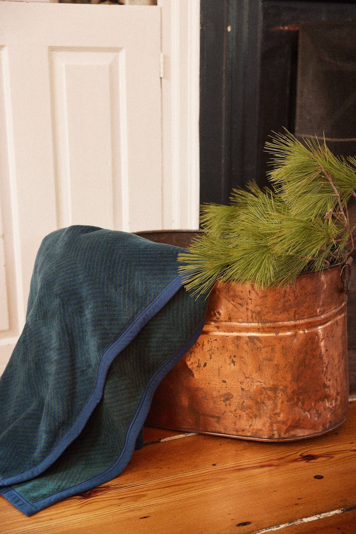 Harborview Herringbone Blue Spruce Blanket Chappy Wrap
