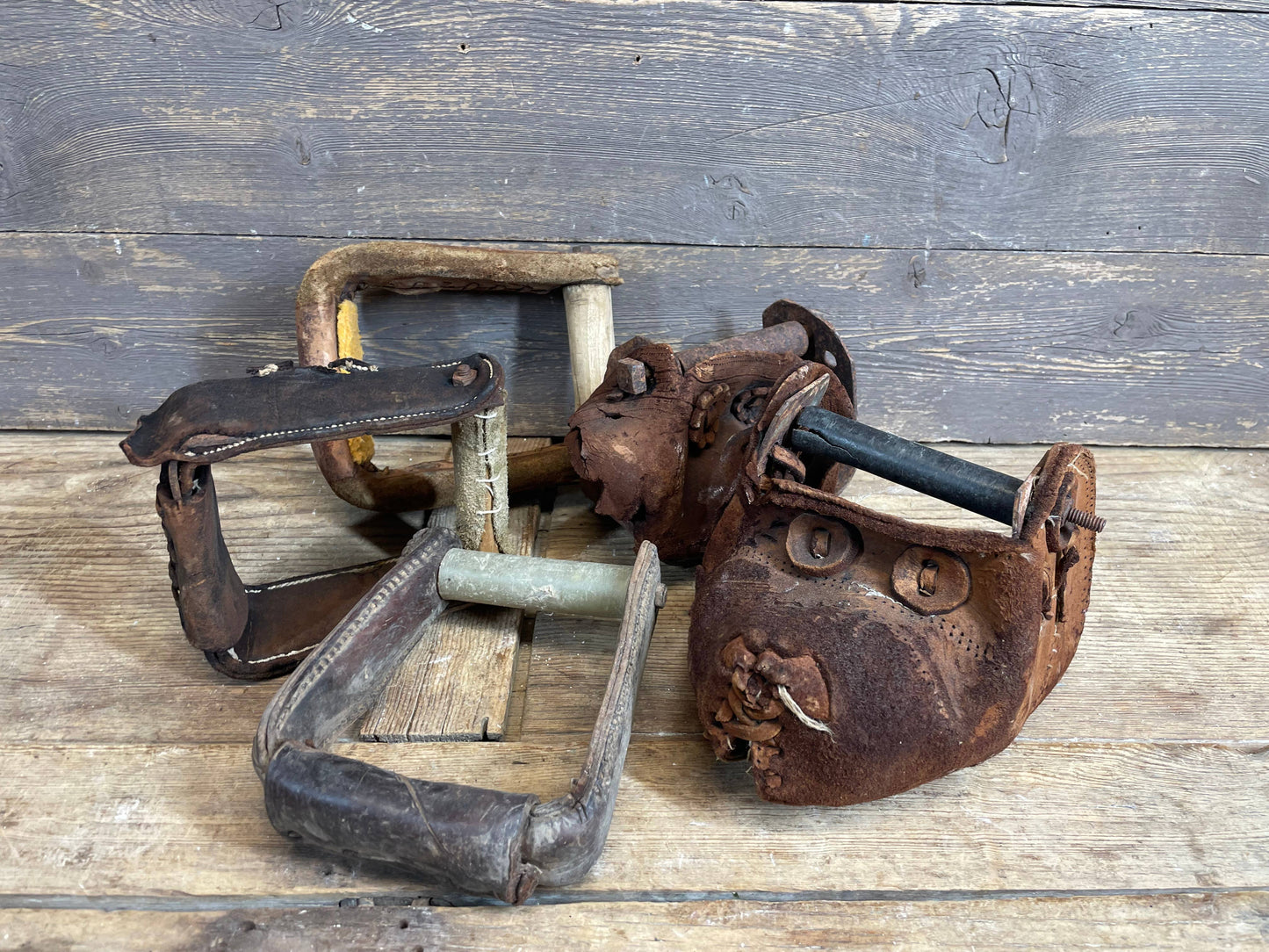 Vintage Leather Stirrups-WH4--Western Saddle-Original-Assrt