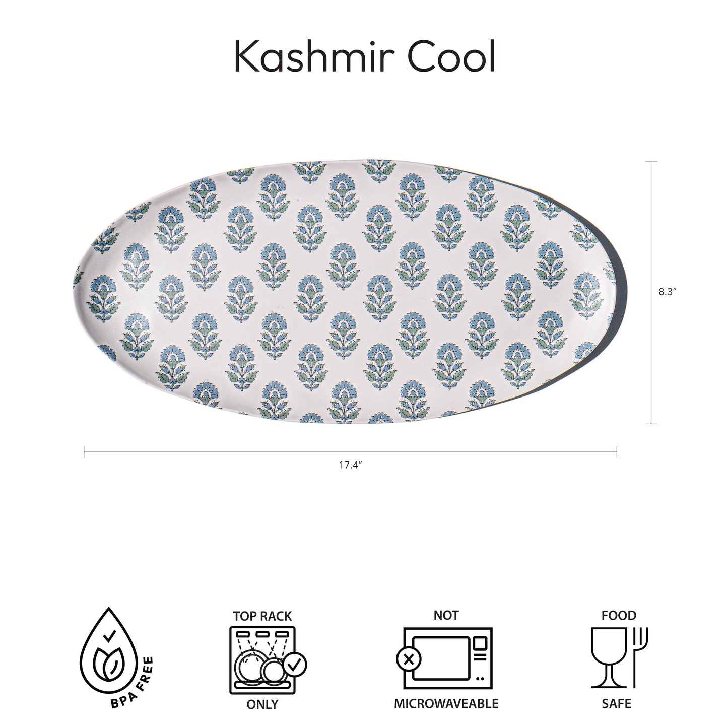 Kashmir Cool Melamine Serveware Oval Dinner Platter