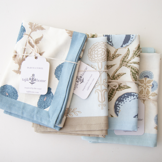 Block Print Tea Towel – Decorative Coastal & Grandmillenial