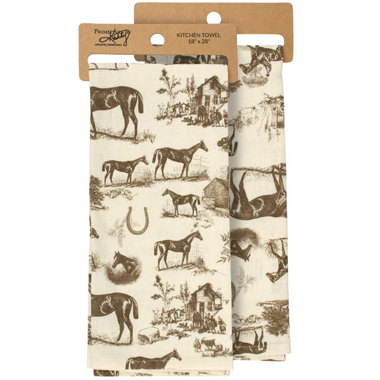 Horse Toile Kitchen Towel
