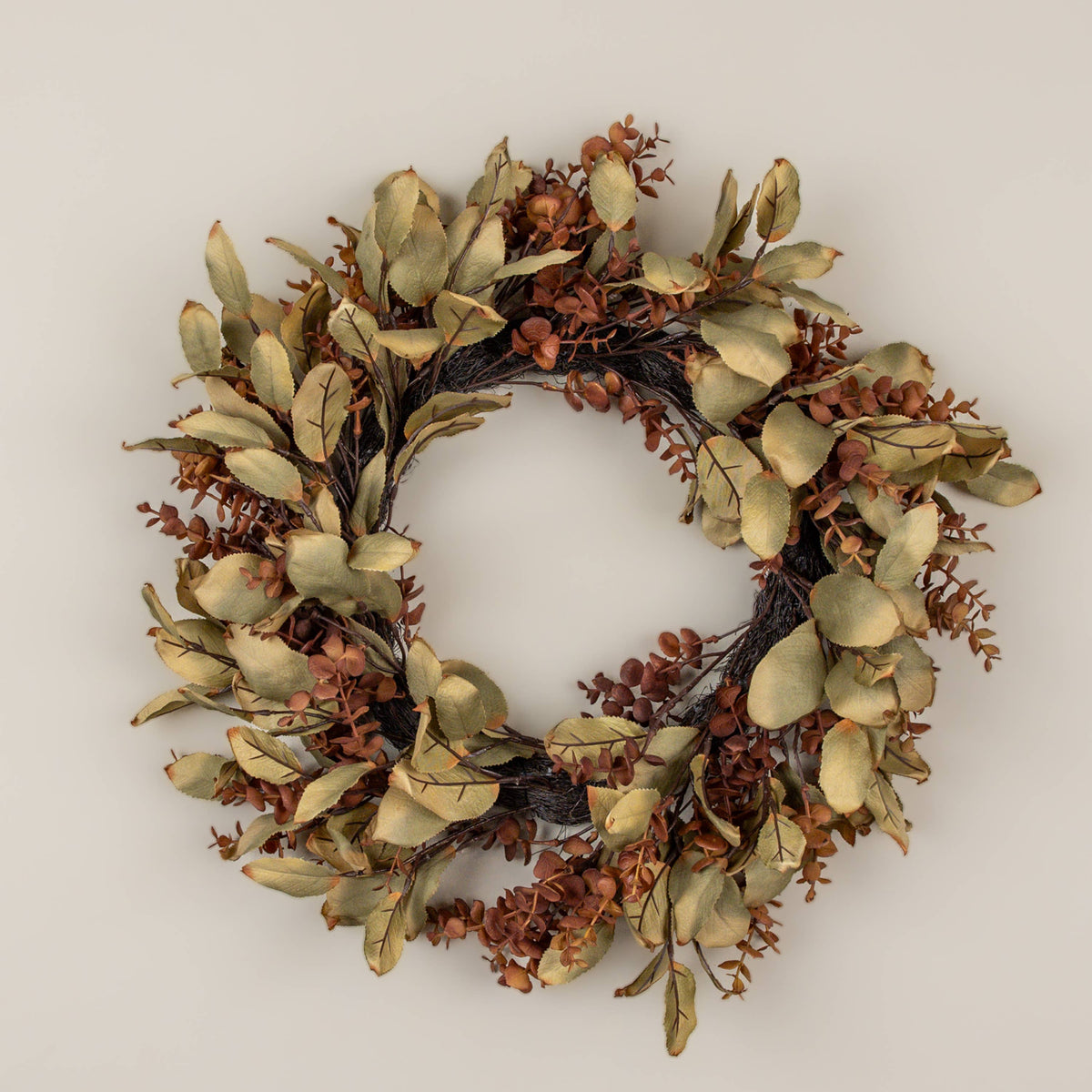 22" BROWN EUCALYPTUS & LAUREL LEAF WREATH