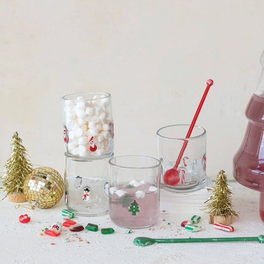 DRINKING GLASS WITH HOLIDAY IMAGE