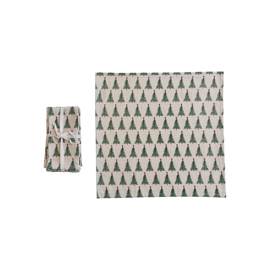 SET OF 4 CHRISTMAS TREE NAPKINS