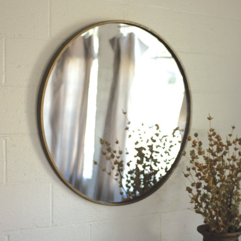 ROUND ANTIQUE FINISH MIRROR (Local only)